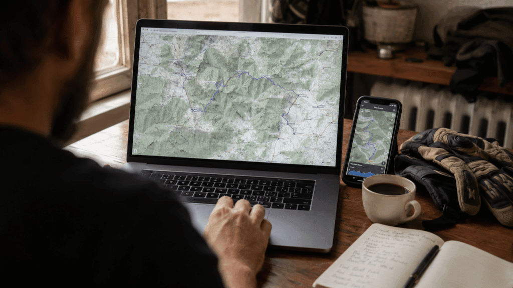 Pregătirea unei ture moto adventure: hartă topo, GPS și track în plotaroute